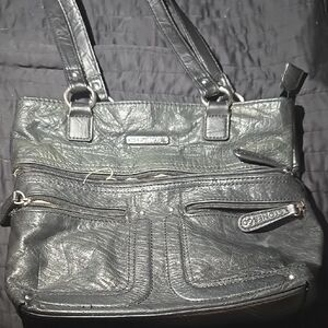 Stone & Co. Black Shoulder Bag with Textured Material and Silver Hardware